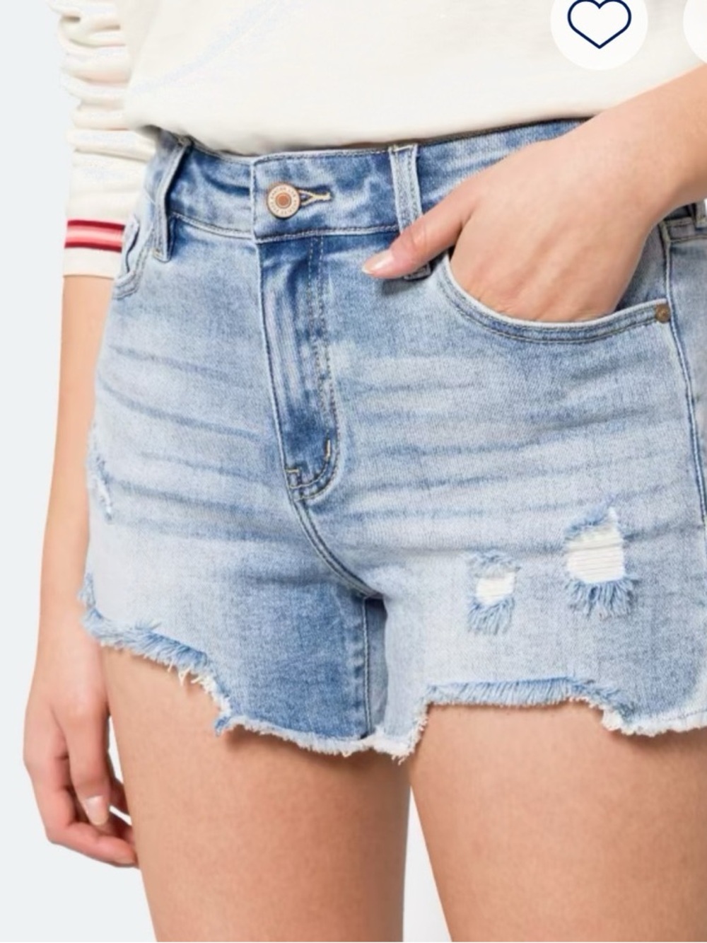 KanCan Light Blue Distressed High-Rise Denim Shorts